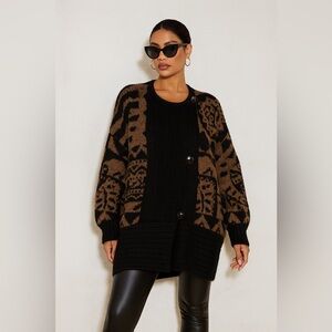 Vintage Plare Black/Brown Mohair Sweater Coat Sz. M‎ (S)